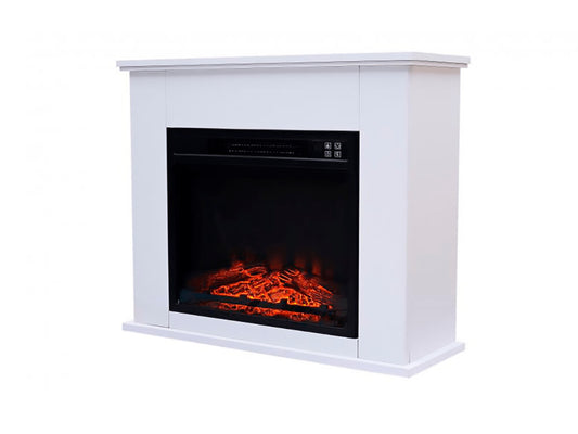 Lareira Elétrica Estilo Tradicional MDF Branco 2000W Che-610 - Chama Vermelha