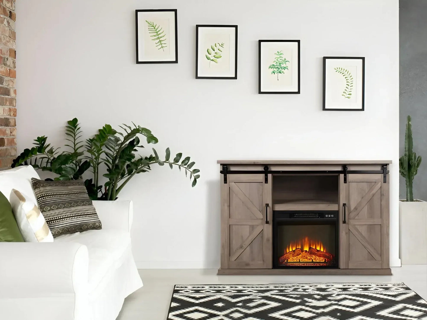 Electric Fireplace inserted in Mobile Sideboard Che-910 2000W