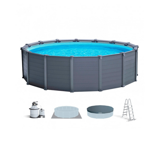 Piscina Desmontável INTEX Graphite Grey Panel 5m - Chama Vermelha
