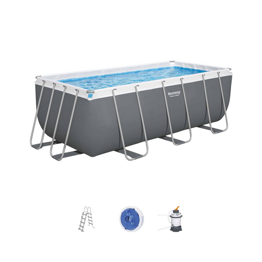 Piscina Elevada Retangular Power Steel Bestway 412x201x122cm - Chama Vermelha
