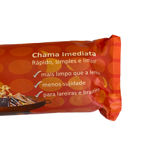 Tronco de Queima Instantâneo para Lareiras, Braseiros e Churrasqueiras 1Kg Chama Vermelha - Chama Vermelha