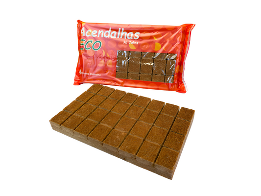 Acendalhas Ecológicas 32 Cubos Chama Vermelha - Chama Vermelha