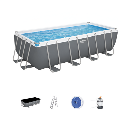 Piscina Elevada Retangular Power Steel Bestway 488x244x122cm - Chama Vermelha