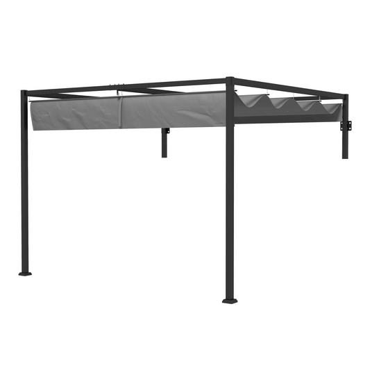 Pérgola de Parede com Teto Retrátil - Chama Vermelha