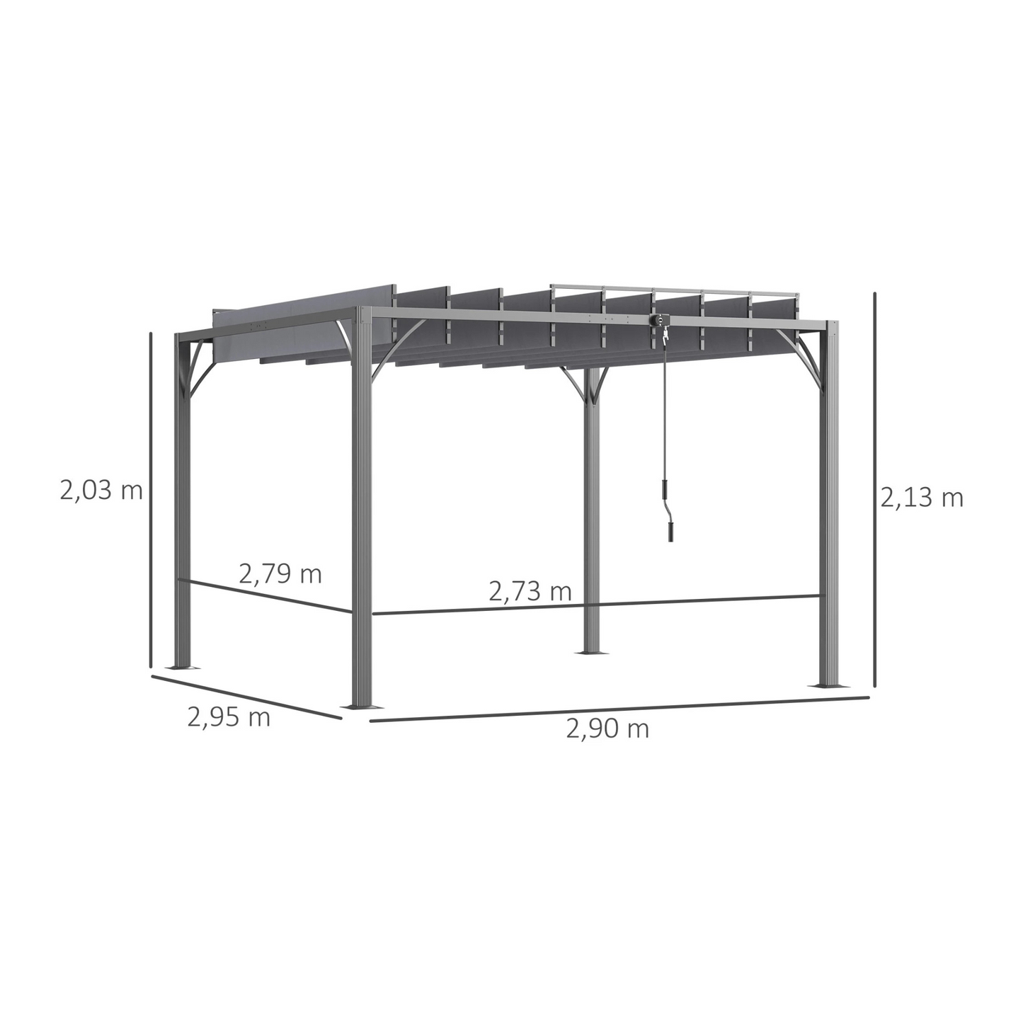 Pérgola para Jardim com Lâminas Superiores Giratórias 3x3m