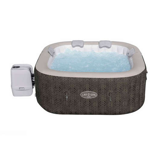 Spa de Hidromassagem Insuflável com Estrutura de Madeira para 4-6 pessoas Lay-Z-Spa Cabo Smart Luxe HydroJet - Chama Vermelha