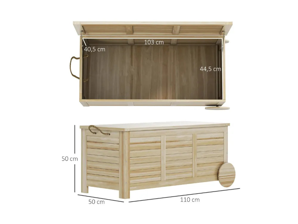 Baú de Arrumação Exterior 185L Madeira Impermeável com Tampa Amovível - Chama Vermelha