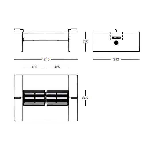 Braseiro/ Fire Pit Zig s/ Grelhas Aço Corten - Chama Vermelha