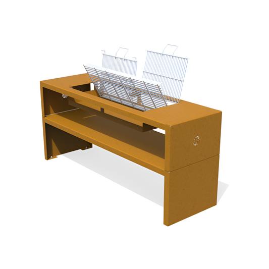 Churrasqueira Park Aço Corten + 4 Troncos de Queima Instantâneos. - Chama Vermelha