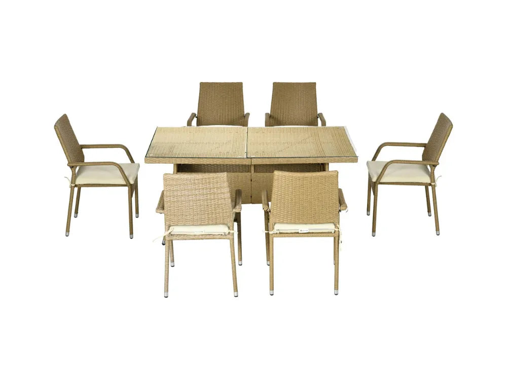 Juego de comedor de jardín de mimbre