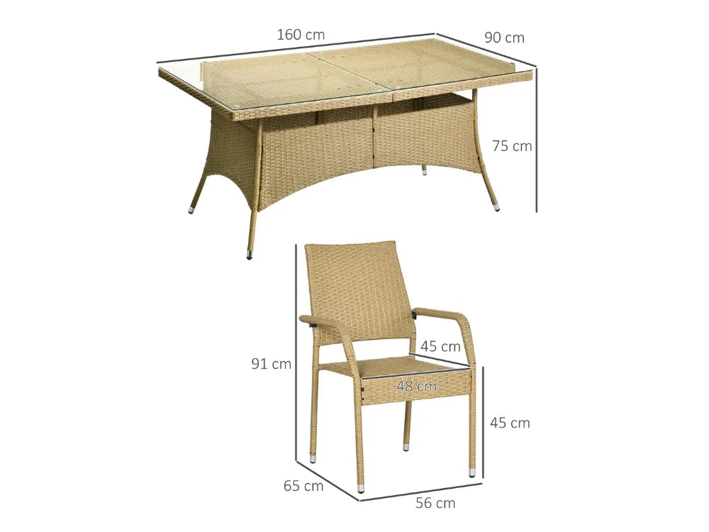 Juego de comedor de jardín de mimbre