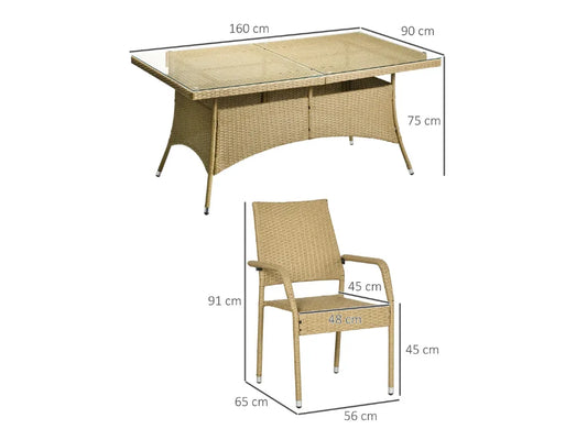 Conjunto de Refeição para Jardim em Vime - Chama Vermelha