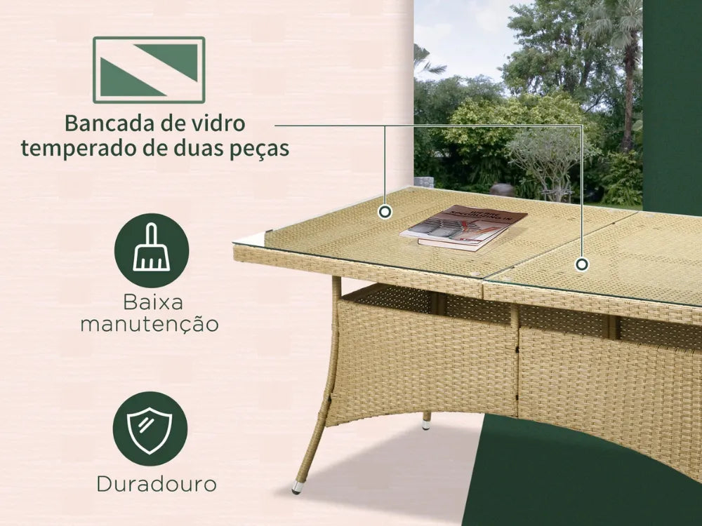 Juego de comedor de jardín de mimbre