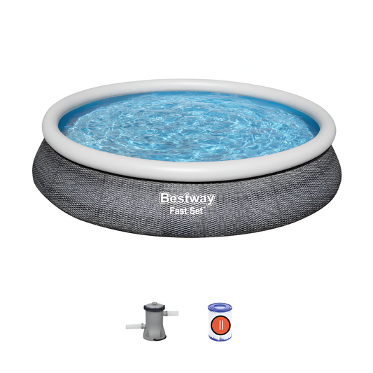 Piscina Insuflável Redonda Bestway Fast Set Ø457x84cm - Chama Vermelha