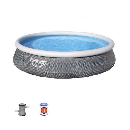 Piscina Insuflável Redonda Bestway Fast Set Ø396x84cm - Chama Vermelha