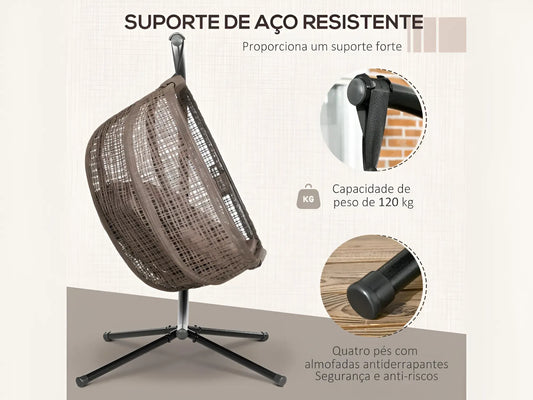 Poltrona Suspensa com Efeito Imitação de Vime para Exterior - Chama Vermelha