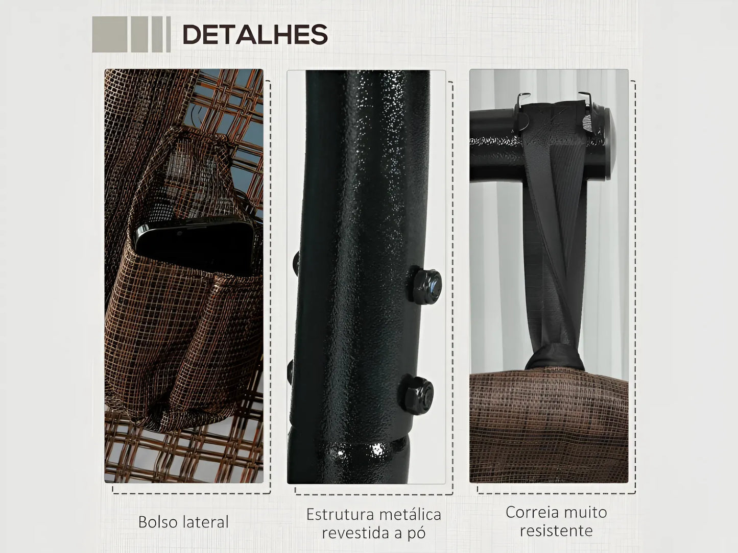 Poltrona Suspensa com Efeito Imitação de Vime para Exterior
