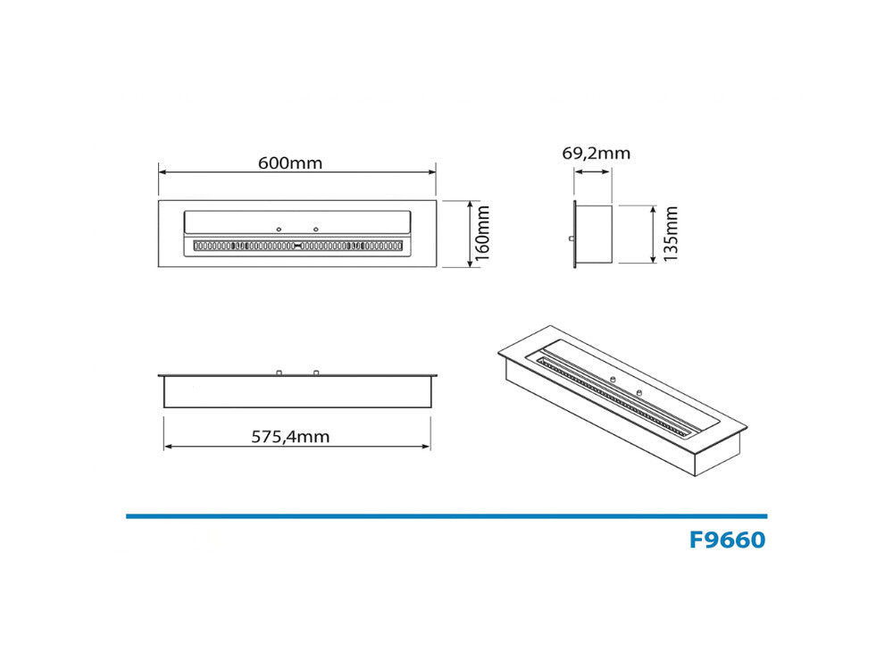 Quemador de bioetanol de acero inoxidable F9660