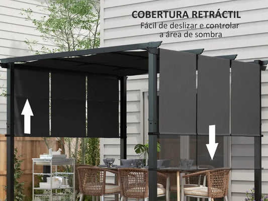 Pergola de Jardin 3x3m avec Toit Rétractable