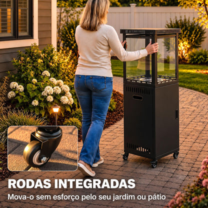 Aquecedor de Exterior a Gás 13 kW com Rodas Preto