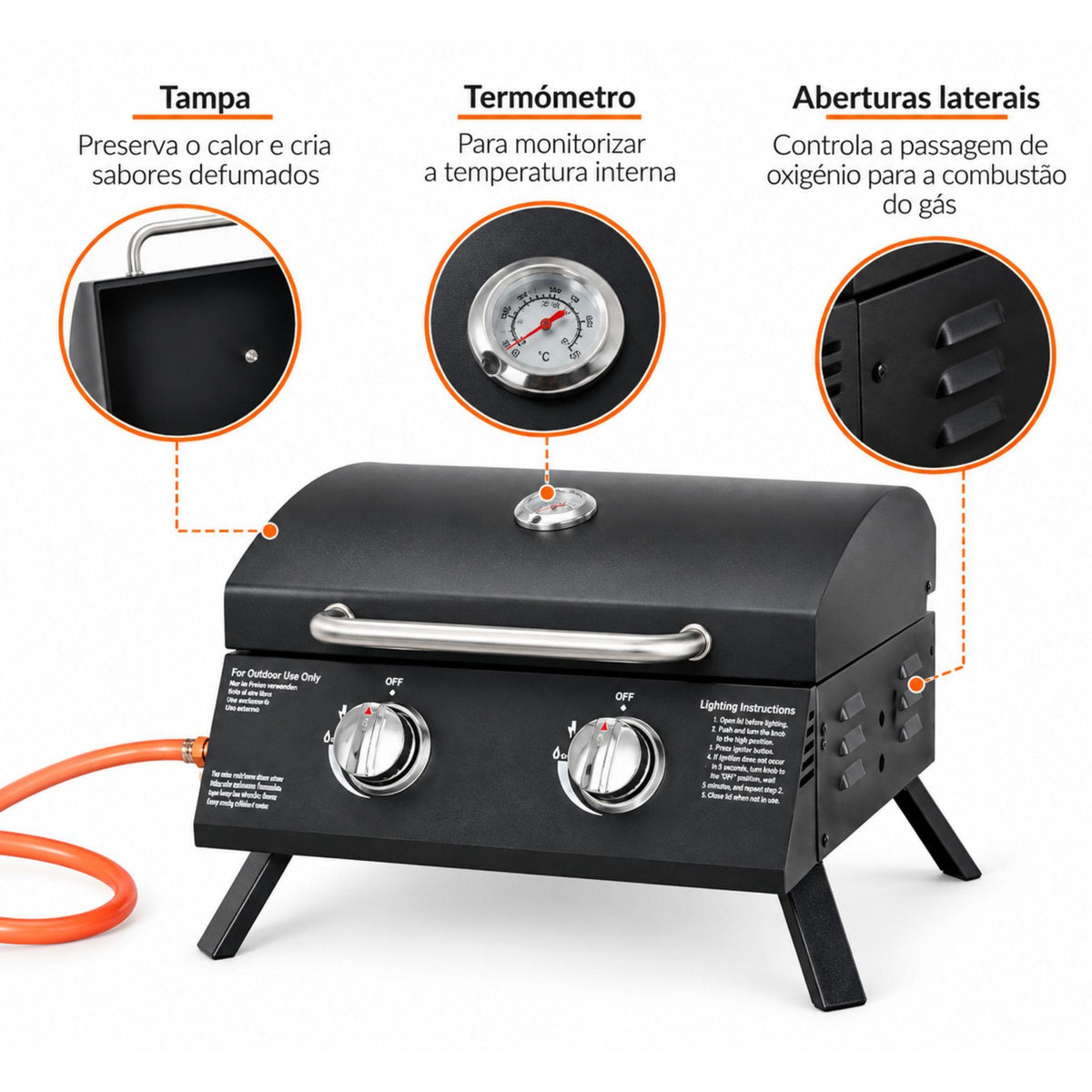 Barbecue a Gás Dobrável e Portátil