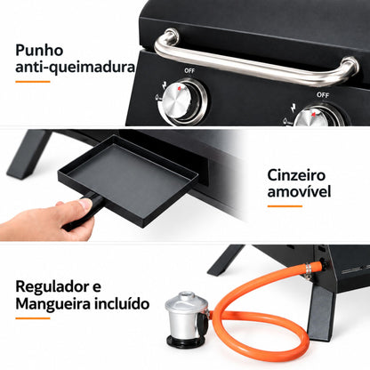 Barbecue a Gás Dobrável e Portátil