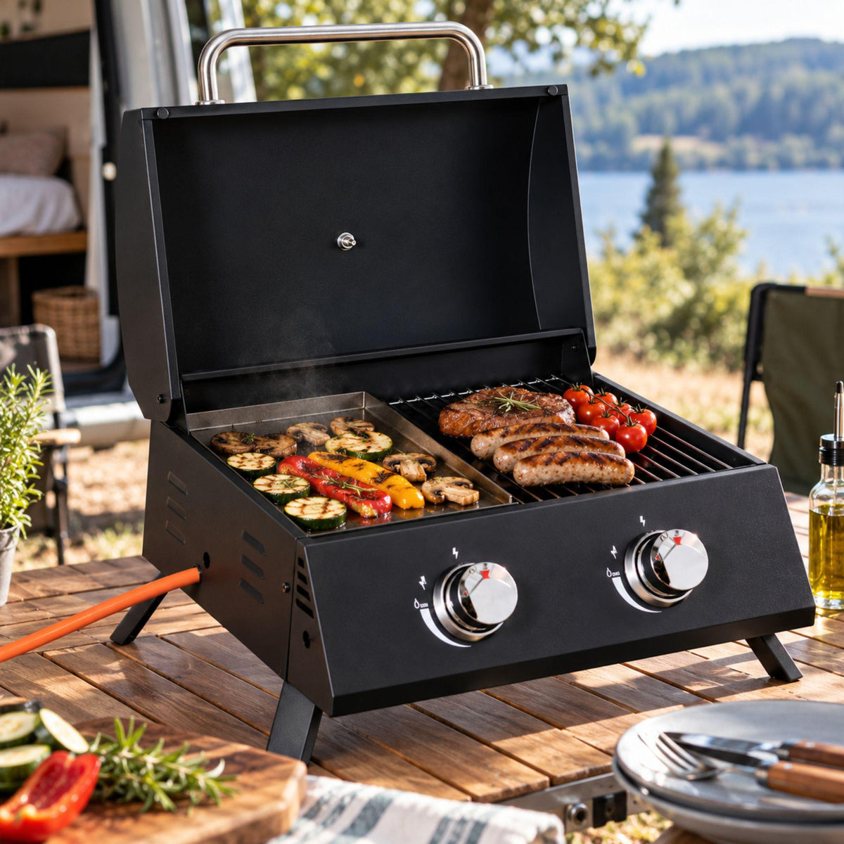 Barbecue a Gás Dobrável e Portátil