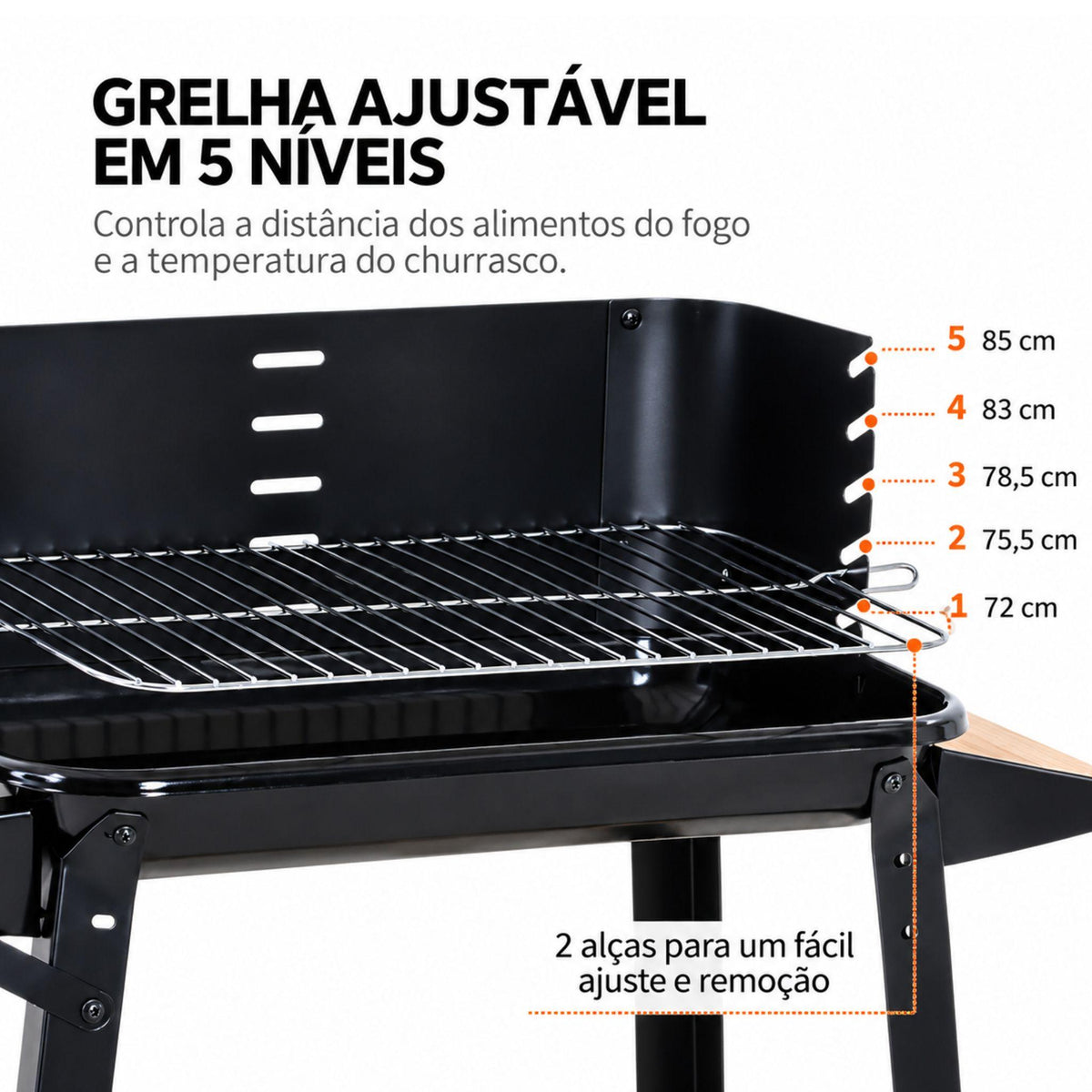 Charcoal Barbecue with Adjustable Grill + Grill and Barbecue Cleaner