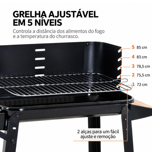Barbacoa de carbón con parrilla ajustable + limpiador de parrilla y barbacoa