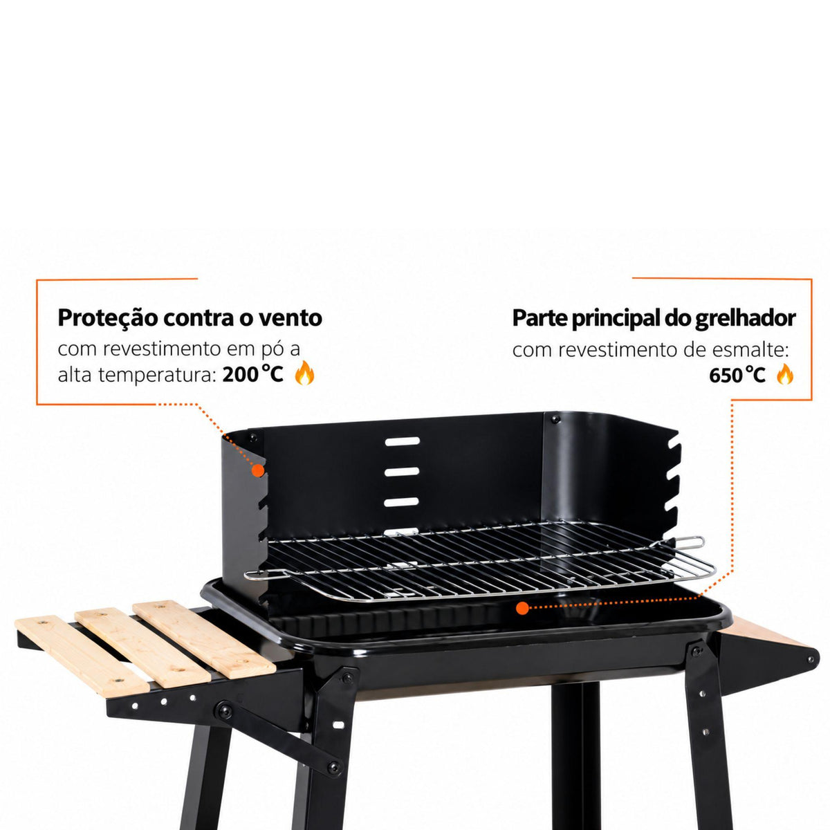 Charcoal Barbecue with Adjustable Grill + Grill and Barbecue Cleaner