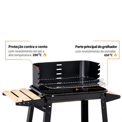 Charcoal Barbecue with Adjustable Grill + Grill and Barbecue Cleaner