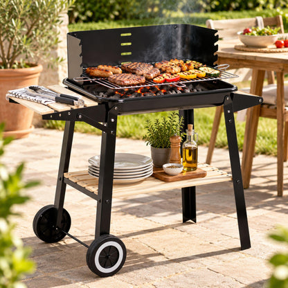 Charcoal Barbecue with Adjustable Grill + Grill and Barbecue Cleaner