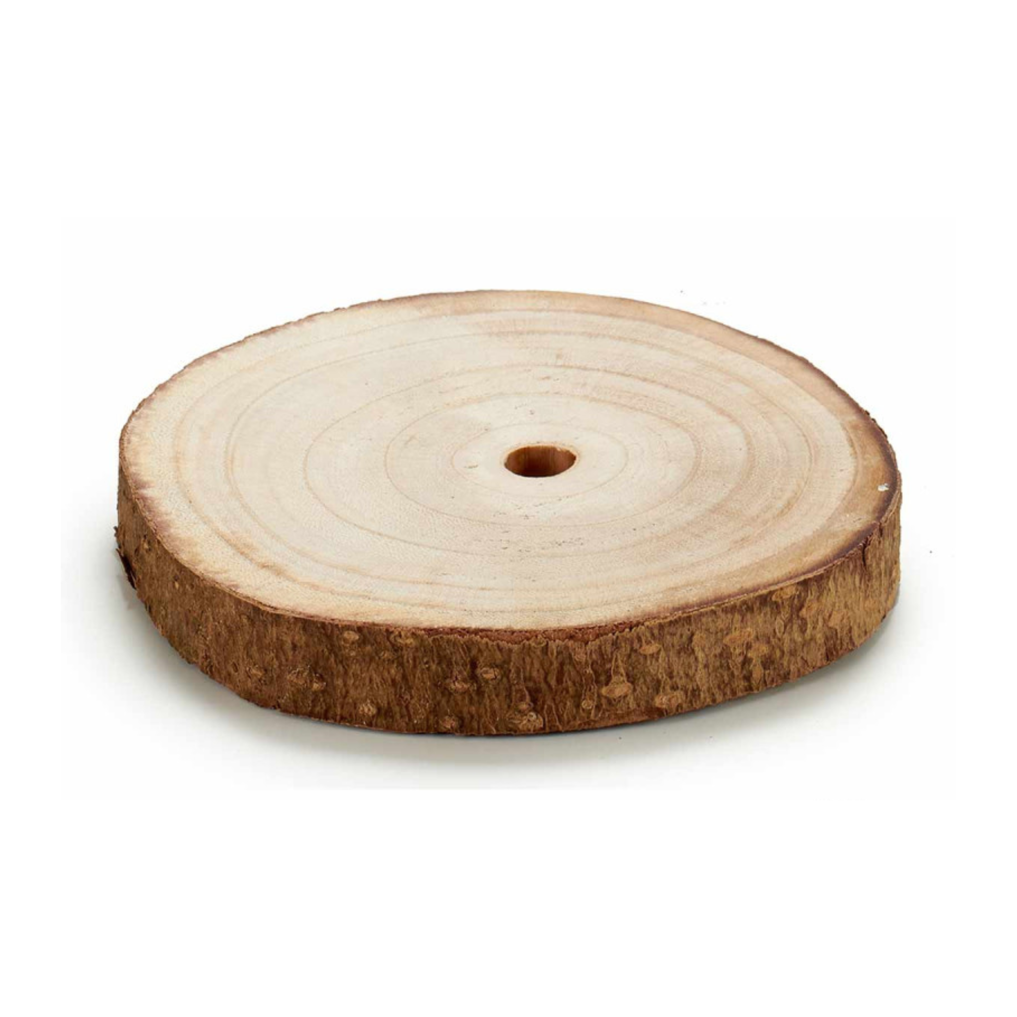 Base Redonda de Madeira Ø16×2 cm – Chama Vermelha