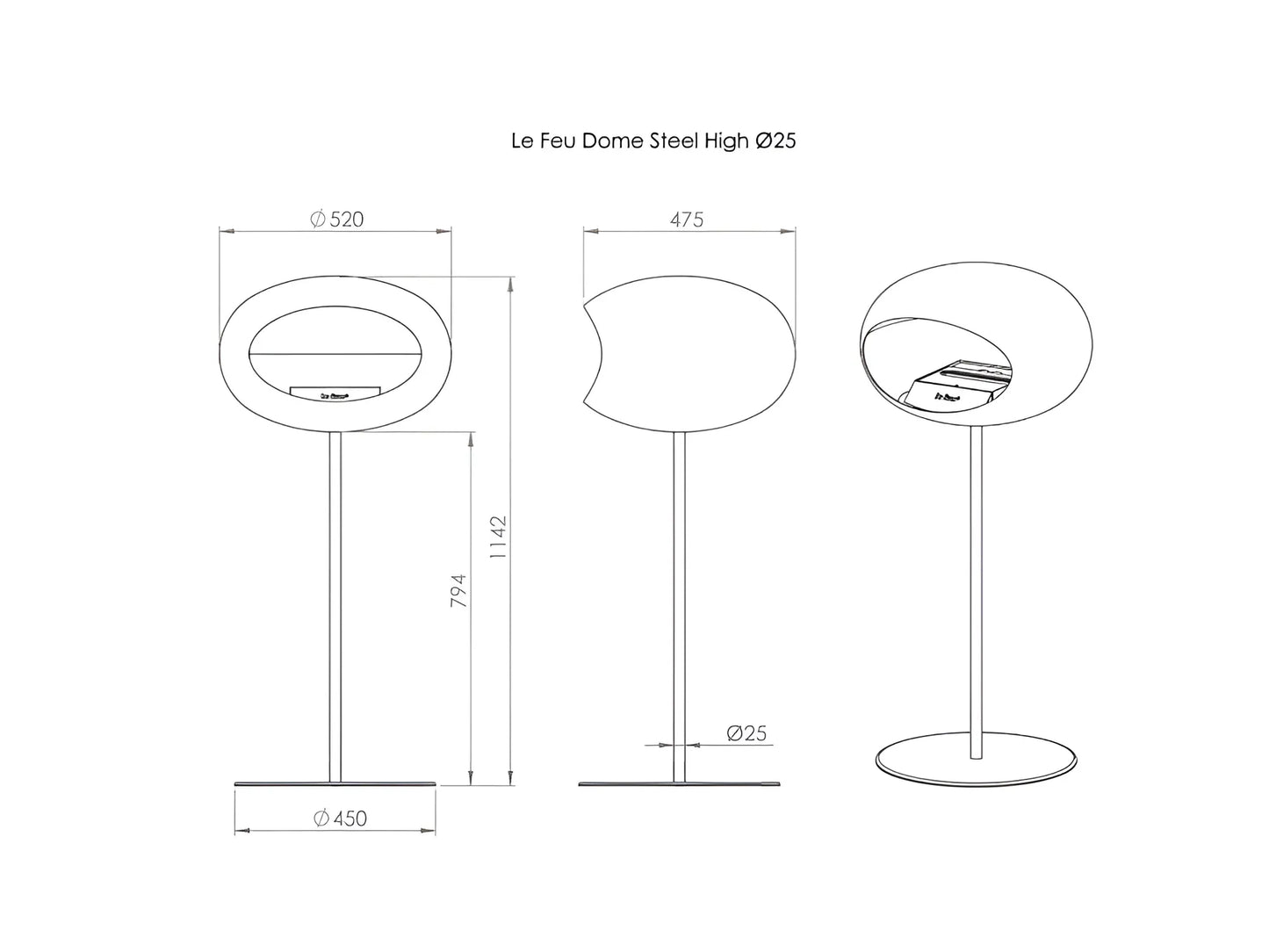 Lareira Bioetanol Ground Steel High Nickel