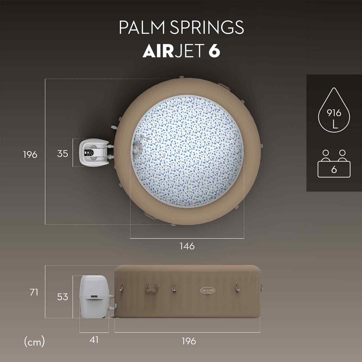 Spa de Hidromassagem Insuflável Lay-Z-Spa® Palm Springs AirJet™