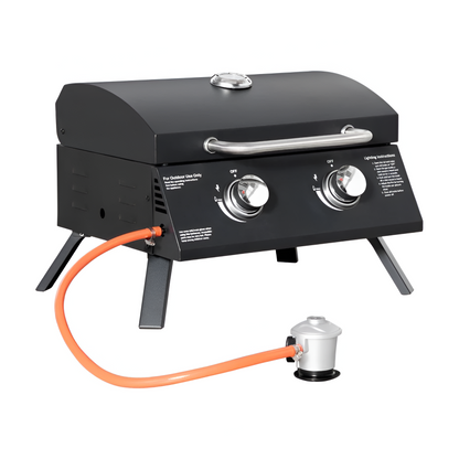 Barbecue a Gás Dobrável e Portátil + Limpa Grelhas e Churrasqueiras - Chama Vermelha