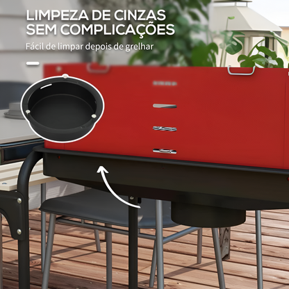 Barbecue a carbone portatile con ruote e griglia regolabile + Pulisci griglie e barbecue