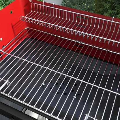 Barbecue a carbone portatile con ruote e griglia regolabile + Pulisci griglie e barbecue