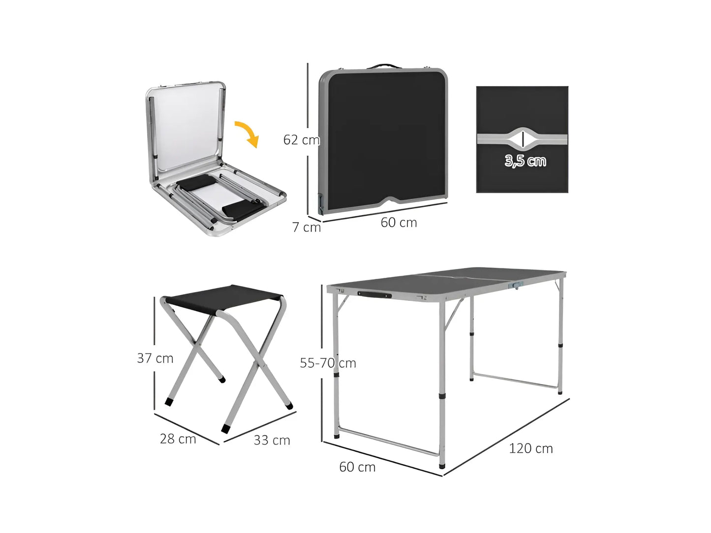 5 Piece Camping Set Folding Table