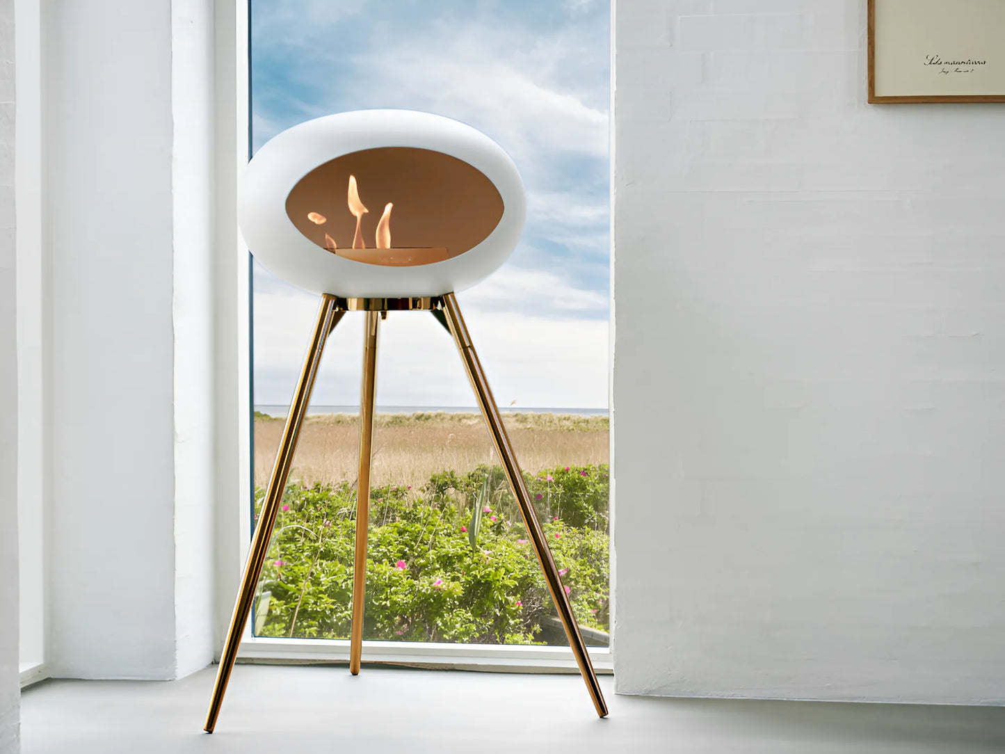 Chimenea de Bioetanol Suelo Alto Blanco
