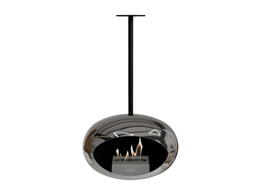 Sky Chromed Silver Suspended Bioethanol Fireplace