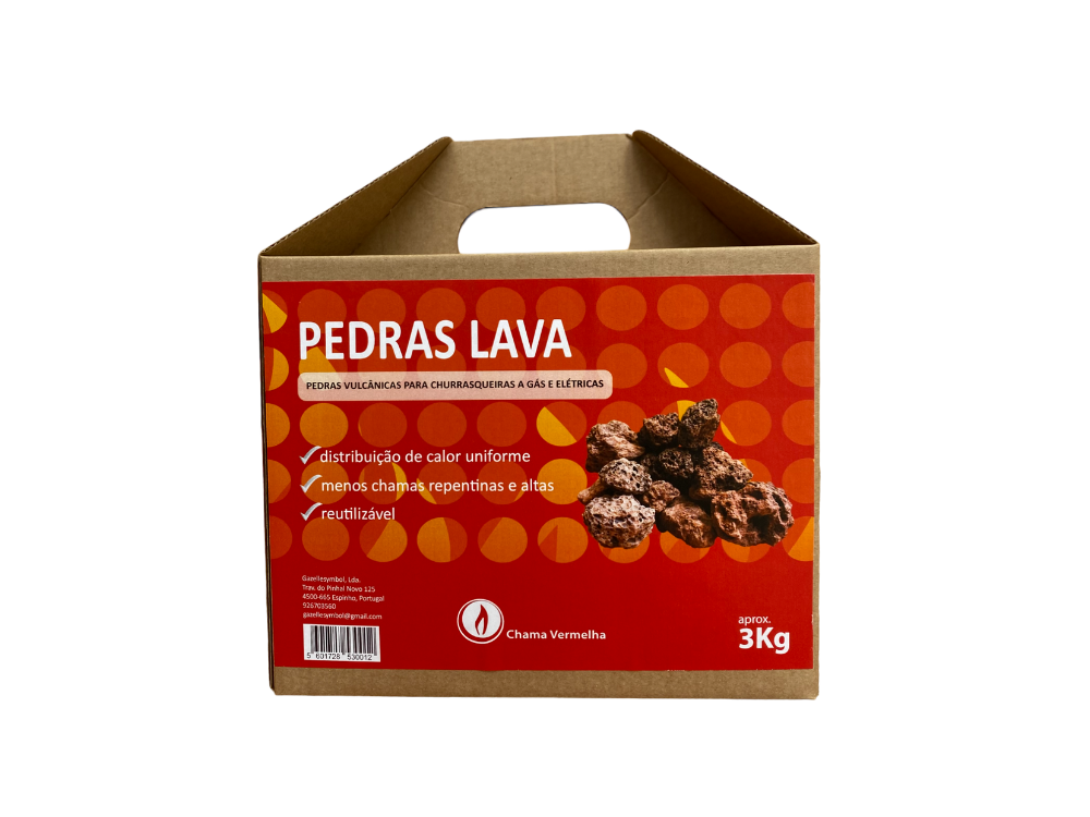 Pedra Lava para Churrasqueiras 3Kg - Chama Vermelha