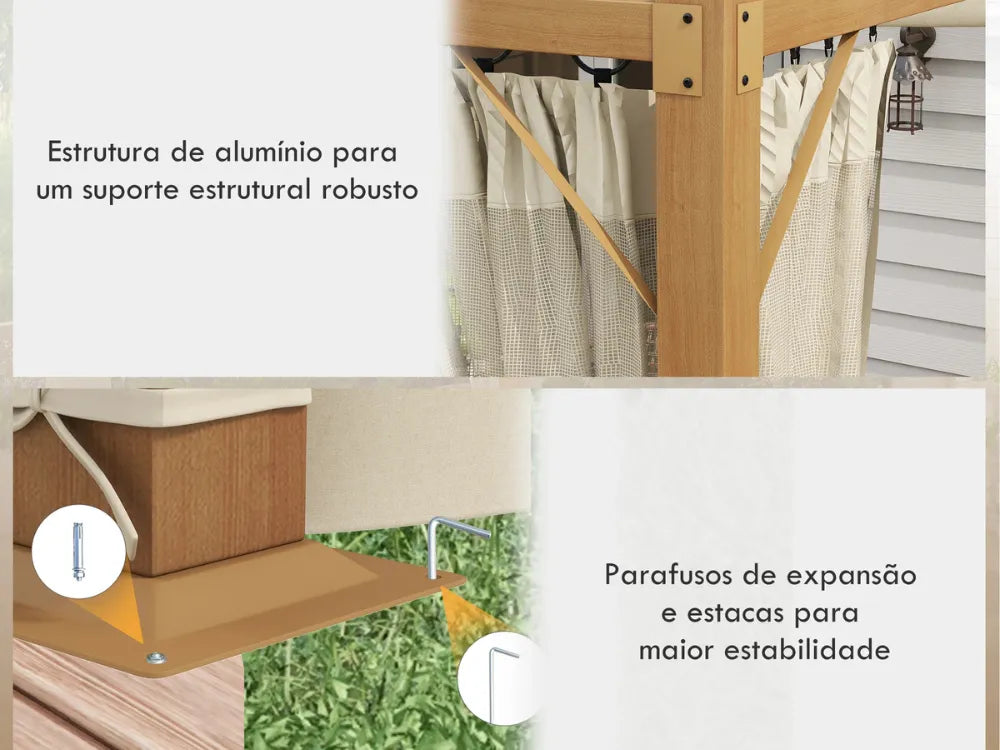 Pérgola retráctil con mosquiteras 3x3m