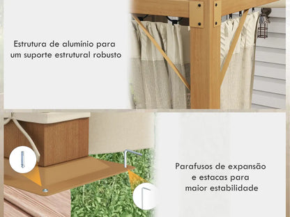 Pérgola retráctil con mosquiteras 3x3m