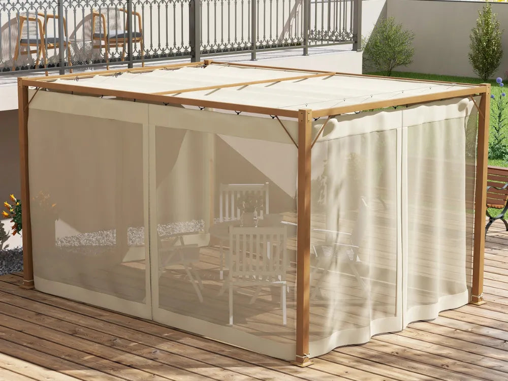 Pérgola retráctil con mosquiteras 3x3m