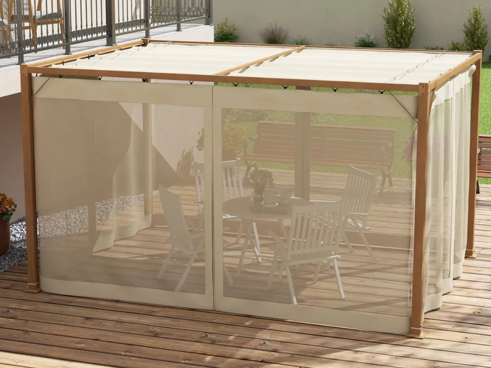 Pérgola retráctil con mosquiteras 3x3m