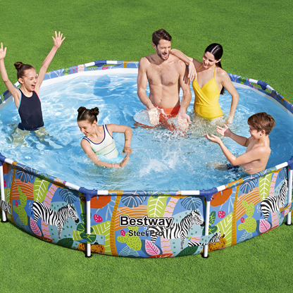 Piscina Infantil Bestway Steel Pro Desenho de Animais Coloridos 305 x 66 cm