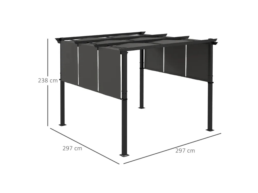 Pergola de Jardin 3x3m avec Toit Rétractable